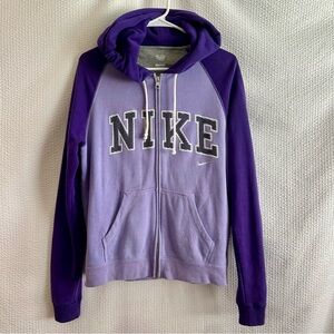 Nike Women’s Purple White Zip Up Hoodie Sweatshirt Size: Large